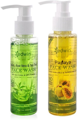 Edwin Combo Neem, Aloevera and tea tree And Papaya   (Pack of 2) Face Wash(200 ml)