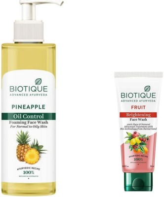 BIOTIQUE Fruit 50Ml & Pineapple 200Ml  ( Pack 0f 2) Face Wash(250 ml)