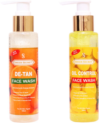 Sheer Secret Detan  100ml and Oil Control  100ml Face Wash(200 ml)