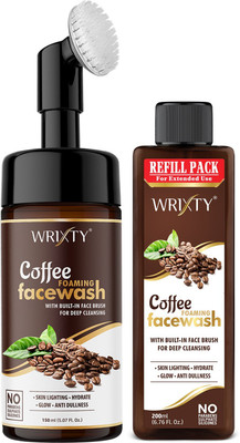 Wrixty Coffee  With Built-In Brush & Refill Pack-For Balancing Skin Oils Face Wash(350 ml)