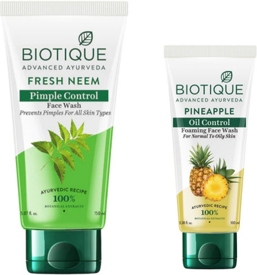 BIOTIQUE Fresh Neem  150ml & Pineapple  100ml. Face Wash(250 ml)