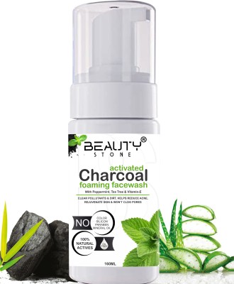 BeautyStone Charcoal Foaming Facewash With Peppermint & VitaminE For Clear Pollutants & Dirt Face Wash(160 ml)