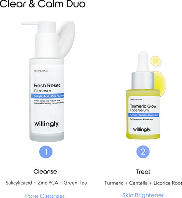 Willingly Salicylic Cleanser & Turmeric Serum Set for Dark Spot Care(2 Items in the set)