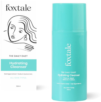 Foxtale The Daily Duet Gentle Cleanser Hydrating,Restores Moisture Hyaluronic Acid & Red Algae Extract  & Makeup Remover Face Wash(100 ml)