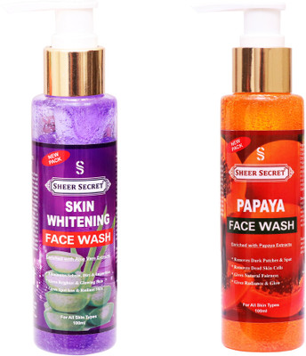 Sheer Secret Skin Whitening  100ml and Papaya  100ml Face Wash(200 ml)