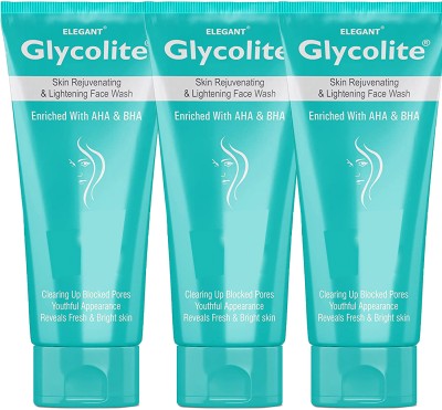 Glycolite NEW GLYCOLITEE ANTI ACNE FACEWASH FOR SKIN CLEANSING & ACNE REMOVES BRIGHTER SKIN PACK OF 60gm x 3 Face Wash(180 ml)