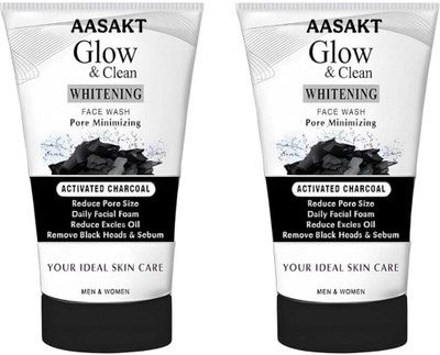 AASAKT Glow & Clean Whitening with Activated Charcoal – Pore Minimizing, Blackhead & Oil Control Face Wash(200 ml)