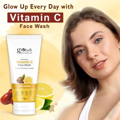 Globus Naturals Anti-Ageing Skin Brightening Vitamin C, Skin Illuminating & Tan Removal Formula Face Wash(75 g)