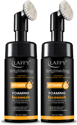 LAFFY Vitamin C Bright Infused with Natural Actives & Pro Vitamin B5 Deep Cleansing Foaming Inbuilt Silicon Brush Face Wash(300 ml)