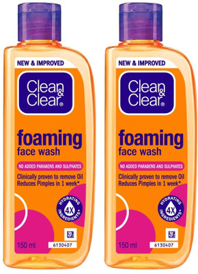 Clean and Clear Foaming For Oily Skin, 2x150ml Face Wash(300 ml)