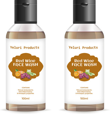 BHAUVY Red Wine  | Gentle Daily Cleanser with Antioxidants for Glowing (pack of 2) Face Wash(100 g)