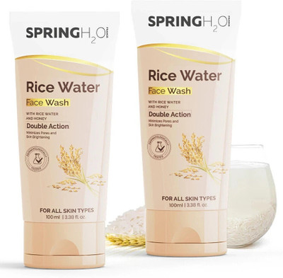 SPRING H2O Rice Water Niacinamide For Minimize Pores, Brightening & Glass Skin  Pack of 2 Face Wash(200 ml)