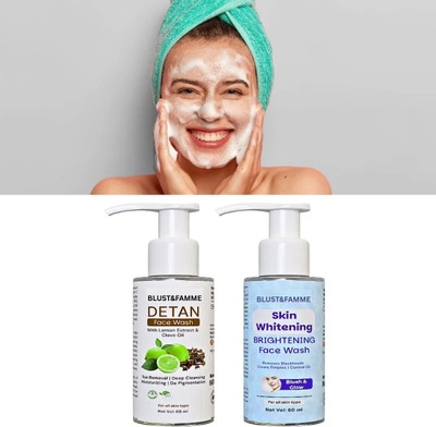 BLUST&FAMME DETEN + Whitening  For Women & Men | Deep Cleansing 2p Face Wash(60 ml)