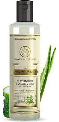 KHADI NATURAL Cucumber and Aloevera Cleansing Milk Make up Remover with Shea/Kokum Butter For All Skin Types 210ml Face Wash(210 ml)