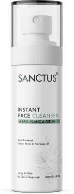 SANCTUS Instant Face Cleanser Ylang-Ylang & Cedar- Waterless Face Cleanser- Spray & Wipe Face Wash(100 ml)