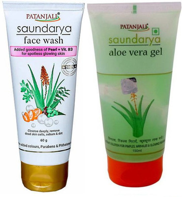 PATANJALI SAUNDARYA DEEPCLEANING FACE WASH 60ML*1PCS+ ALOEVERA GEL 150ML*1PCS(2 PCS COMBO)(2 Items in the set) PATANJALI SAUNDARYA DEEPCLEANING FACE WASH 60ML*1PCS+ ALOEVERA GEL 150ML*1PCS(2 PCS COMBO)(2 Items in the set)