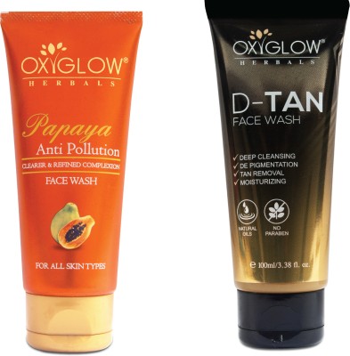 oxy glow herbals Papaya  100 Gm & D-TAN  100 Gm (Combo Pack) Face Wash(200 g)