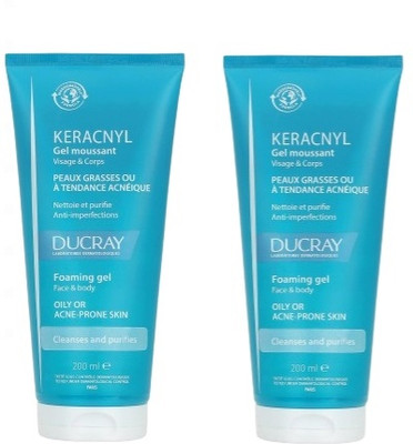 DUCRAY Keracnyl Foaming Gel Acne-Prone Skin 200ml x pack of 2 Face Wash(400 ml)