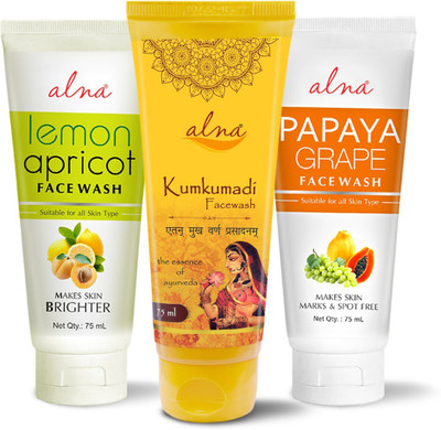 ALNA Lemon Apricot + Kumkumadi + Papaya Grape |For Clear & Glowing Skin| Face Wash(225 ml)