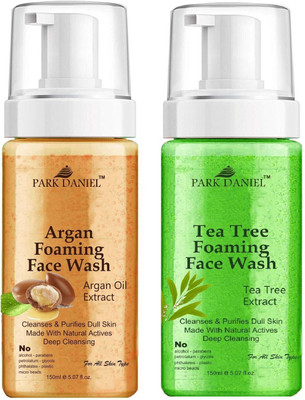 PARK DANIEL Argan & Tea Tree Foaming  For Deep Cleansing Pack of 2 150 ML(300 ML) Face Wash(300 ml)