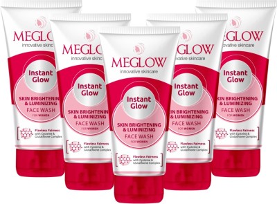 meglow Instant Glow Skin Brightening Facewash for Women 70g Pack of 5 Face Wash(350 g)