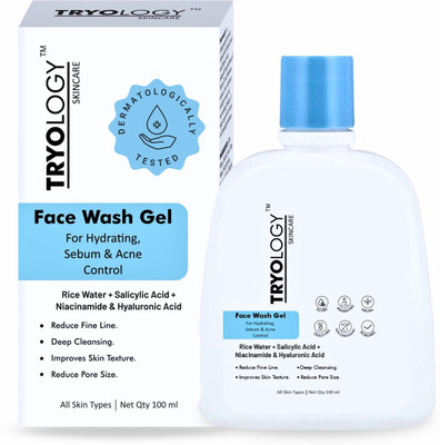 Tryology Rice Water Facewash Gel For Acne/Pimple Control & Hydrating, Salicylic acid, Niacinamide & Hyaluronic acid For Men & Women Face Wash(100 ml)