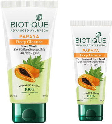 BIOTIQUE Papaya 150ml & Papaya 100ml Facewash Face Wash(250 ml)