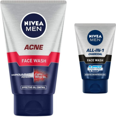 NIVEA Acne 100ml & All-In-1 Charcoal 50ml (Pack of 2) Face Wash(150 ml)