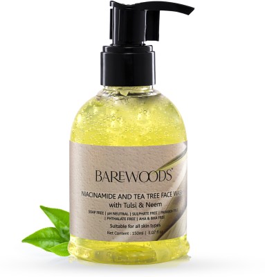 BAREWOODS Neem, Tea Tree, Tulsi & Niacinamide |Acne & Oil Control | Open Pores | Face Wash(150 ml)