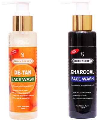 Sheer Secret Detan  100gm and Charcoal  100gm Face Wash(200 g)