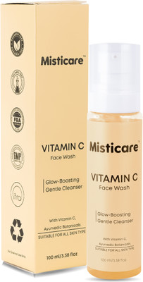 MISTICARE Vitamin C with Niacinamide & Aloe Vera| 1% Salicylic Acid | Glowing & Brighter Skin | Gentle Cleanser - Hydrates, Brightens & Balances Skin | Sulfate-Free Face Wash(100 ml)
