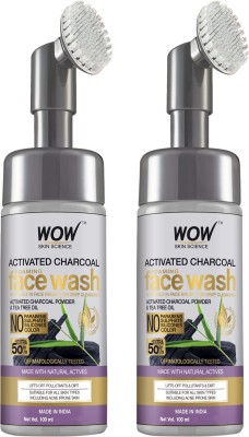 WOW SKIN SCIENCE Foaming Activated Charcoal  with Built-In Face Brush for deep cleansing Face Wash(200 ml)