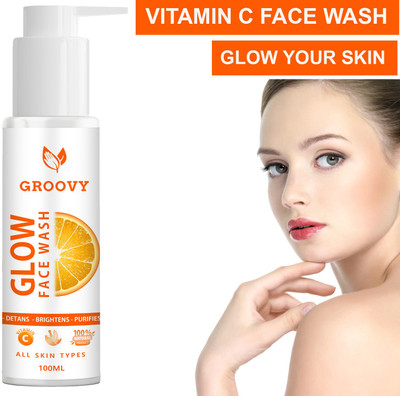 GROOVY Vitamin C with Turmeric For Brightening Glow (100 ml) PACK OF 1 Men & Women All Skin Types Face Wash(100 ml)