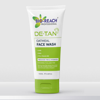 BIO-REACH DE-TAN OATMEAL FACE WASH | +AHA +BHA +PRO-VITAMIN B5 Face Wash(100 ml)