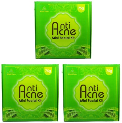 Khadi Pure Gramodyog Herbal Anti Acne Mini Facial Kit (Pack Of 3) (225G)(3 x 85 g)