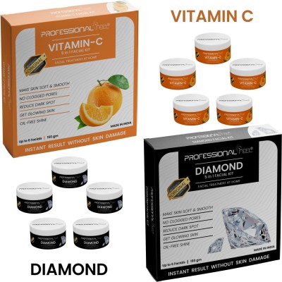 PROFESSIONAL FEEL DIEMOND AND VITAMIN C FACIAL KIT COMBO PACK(300 g)