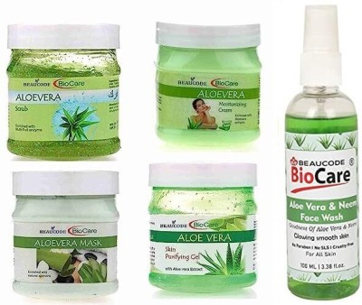 BEAUCODE BioCare Aloevera Facial Ki 250gm Each with Aloevera & Neem Face Wash 100ml|(5 x 220 ml)