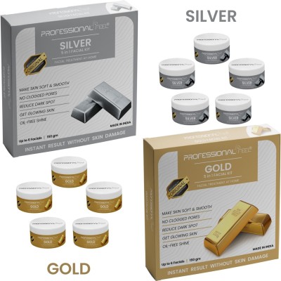 PROFESSIONAL FEEL GOLD & SILVER FACIAL KIT COMBO PACK(300 g)
