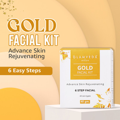 GLAMVEDA Gold Facial Kit| Skin Rejuvenating| Instant Glow in 6 Easy Steps| All Skin type(40 g)