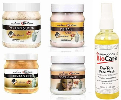 BEAUCODE BioCare De Tan Facial Kit With D Tan Face Wash Cream-Mask-Gel-Scrub(5 x 200 ml)
