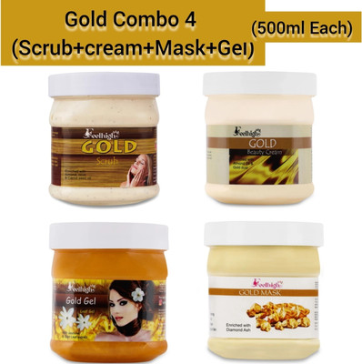 feelhigh Gold Facial Kit Helps Brightens Skin All type of Skin Solution(4 x 500 ml)