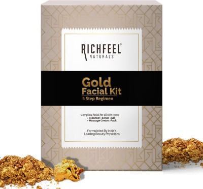 RICHFEEL Gold Facial Kit|Bright & Glowing Skin |Parlour Like Instant Glow |250g(250 g)