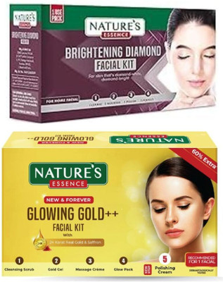 Nature's Essence BRIGHTENING DIAMOND FACIAL KIT 20G+GOLD FACIAL KIT 40G(2 x 30 g)