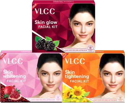 VLCC Skin Tightening and Skin Whitening and Skin Glow Facial Kit(3 x 25 g)