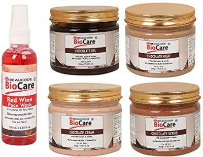 BEAUCODE BioCare Chocolate Facial kit Scrub-Gel-Mask-Cream With Wine Face Wash(5 x 100 ml)