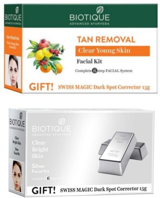 BIOTIQUE Facial Kit Combo - Tan Removal & Silver 65g Each(2 x 65 g)