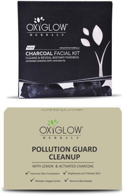 oxy glow herbals Charcoal Facial Kit 63 Gm & Pollution Gaurd Cleanup 40 Gm(2 x 51.5 g)