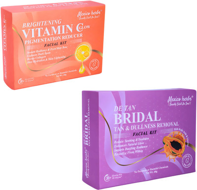 Mexico herbs VITAMIN C & BRIDAL FACIAL KIT ANTI AGEING KOREAN SKIN O3 BRIGHTNES HYDRA BOOST.(2 x 60 g)