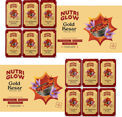 NutriGlow NATURAL'S Set of 2 Advanced Pro Formula Gold Kesar Facial Kit for Radiant Shine 60gm each(2 x 60 g)
