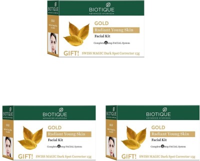 BIOTIQUE Gold facial kit 65Gm (Pack Of 3)(3 x 65 g)